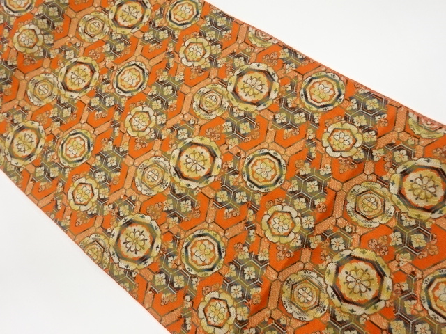 JAPANESE KIMONO / VINTAGE NAGOYA OBI / WOVEN FLOWER CREST